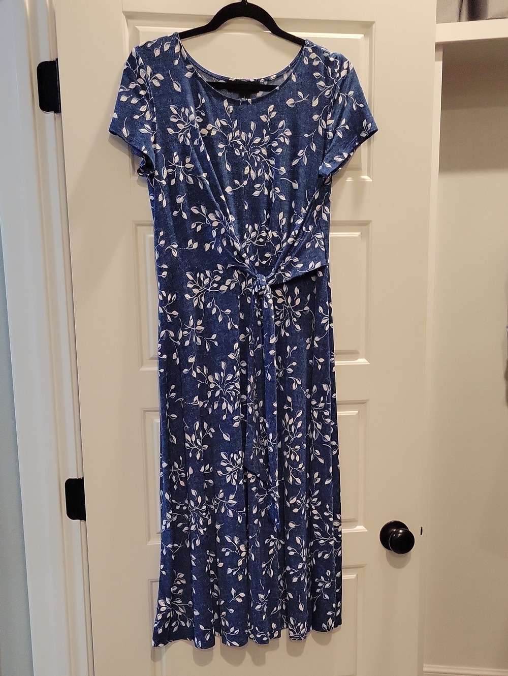 Perceptions Blue Floral Tie-Front Midi Dress